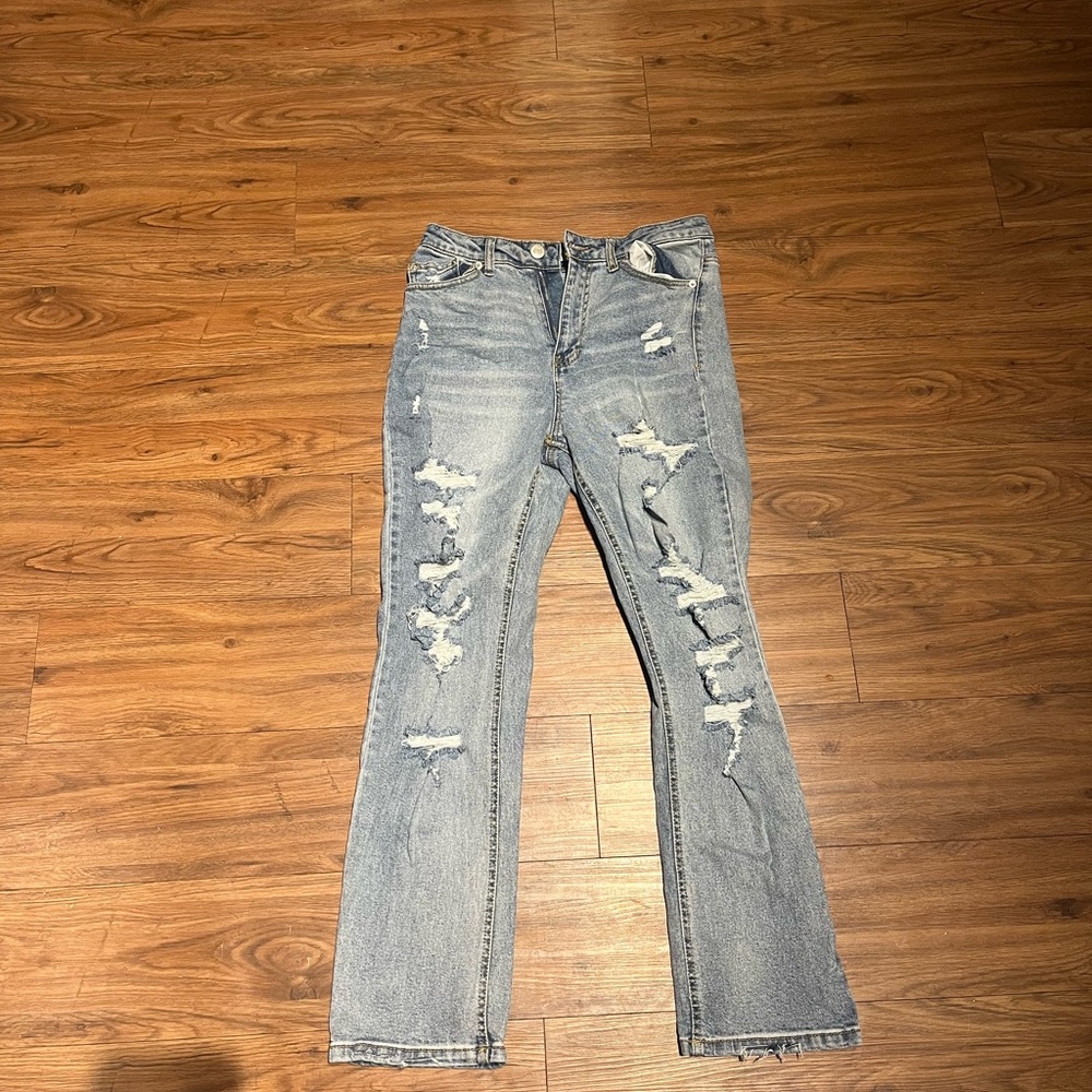 Rue21 Blue Straight Leg Jeans with Distressed Details